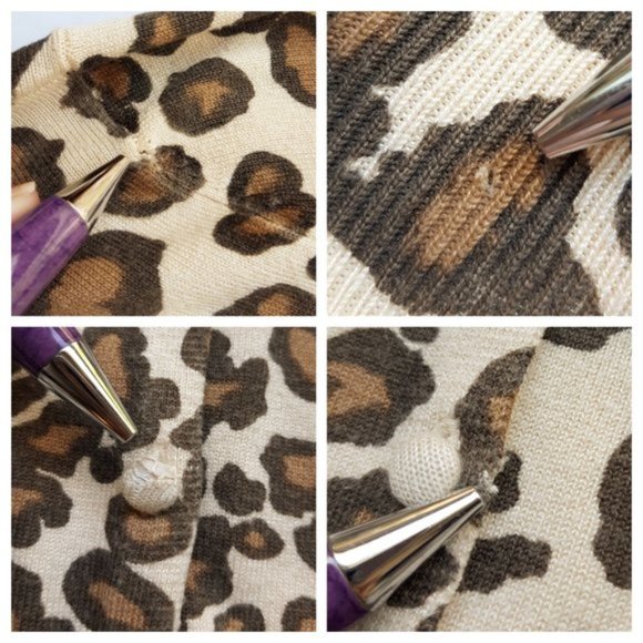 Merona Cardigan Sweater Leopard Print Tan Brown Long Sleeve Button Up Cardigan - Picture 6 of 8